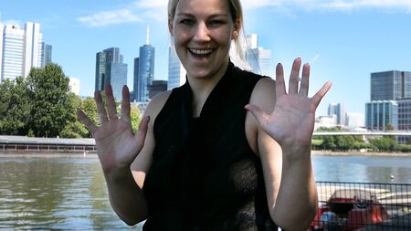 Secret Handjob In The Middle Of Frankfurt! Mega Public With A Lot Of Cum!