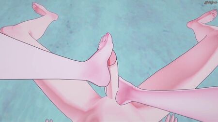 Nami foot fucks you on the beach from your POV. One Piece