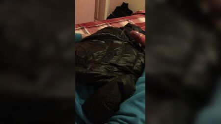 Cumming my Black EA7 Puffa Jacket