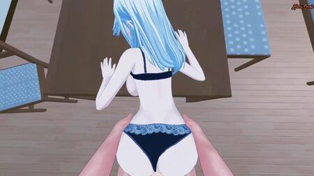POV fucking Sae Niijima on a table. Persona 4 Hentai
