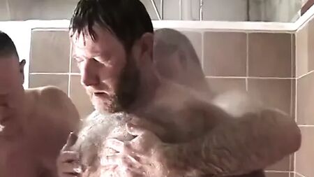 cruising...bear daddy goes to gym shower