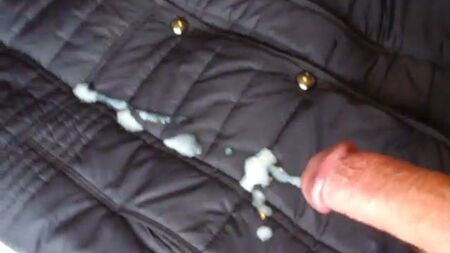Her padded coat gets my cum. Wife's friends fitted jacket
