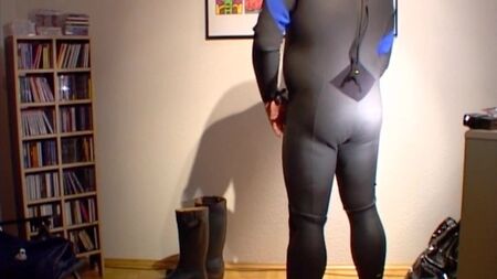 In my fetish gear with cumshot